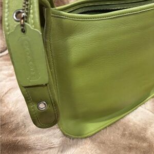 Coach Lime Green Leather Shoulder Bag